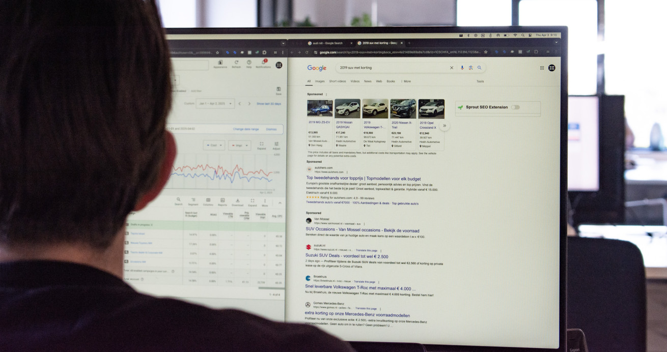 Google Vehicle Ads - voorbeeld desktop foto