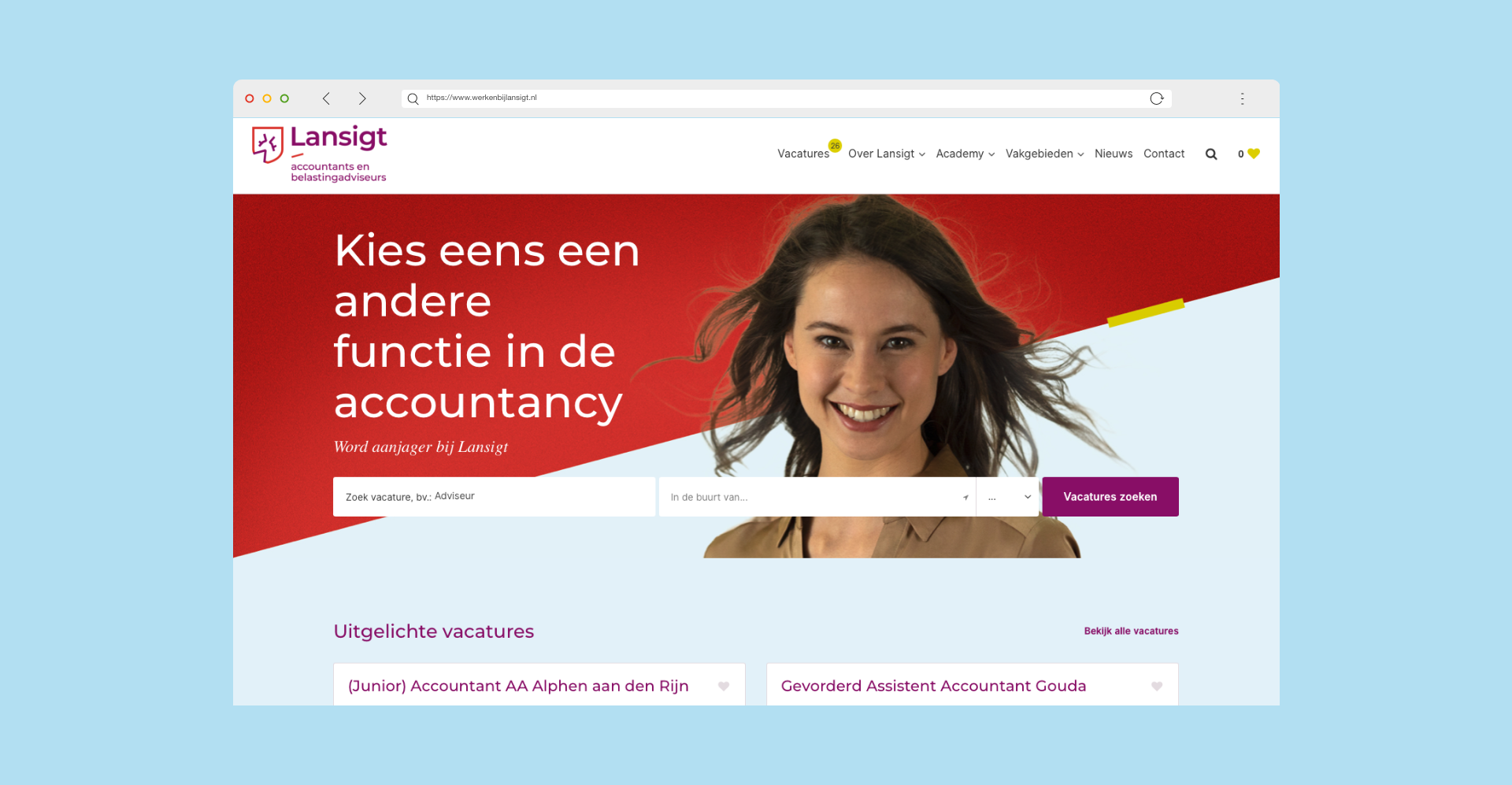 schermafbeelding van website van Lansigt acccountants en belastingadviseurs